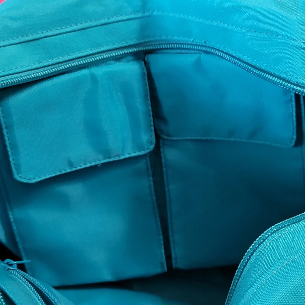 NEW Large Canvas Beach Tote Bag Butterfly Summer Living Turquoise Blue 2pc set